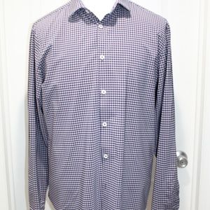 Mizzen Main Size XL Blue Gingham Plaid Shirt Long Sleeve Trim Fit Leeward VGC